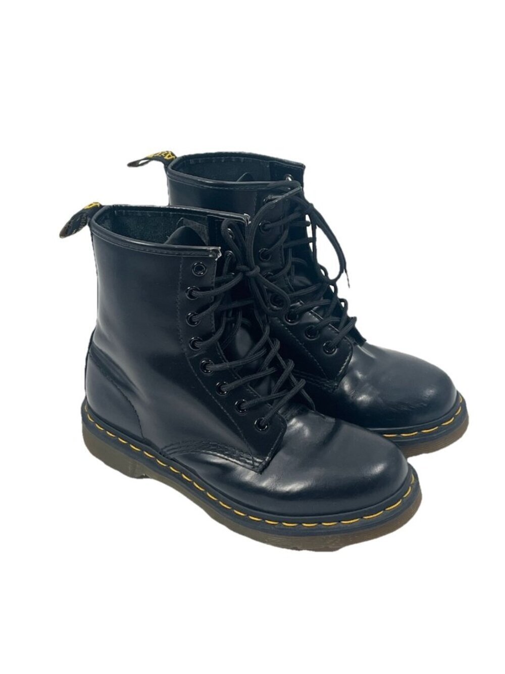 Dr Martens 1460 Black Smooth Leather Eye Lace Up Combats Boots Sz 38 Sz 7